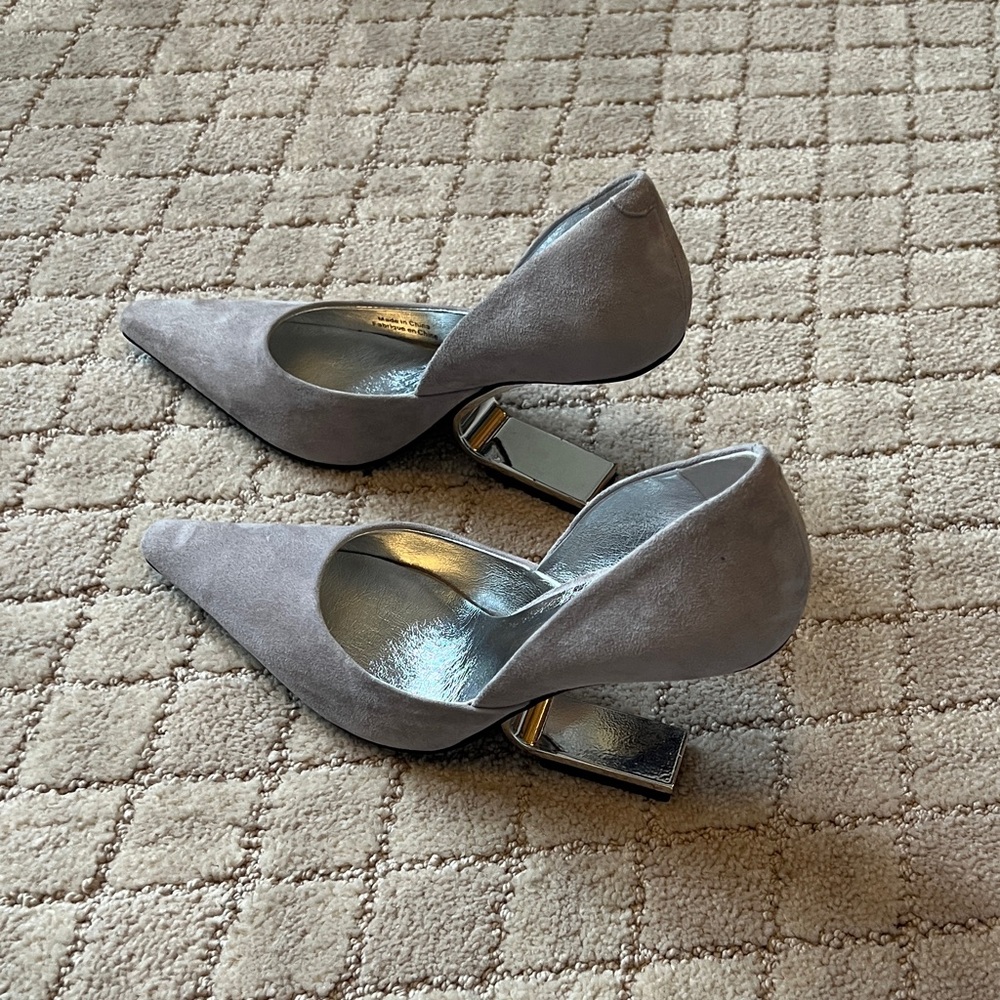 NIB Jeffrey Campbell Juliette Gray Grey Suede Silver heels Women's Shoes - Picture 2 of 8